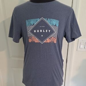 Hurley Navy Graphic Tee with Tropical Design